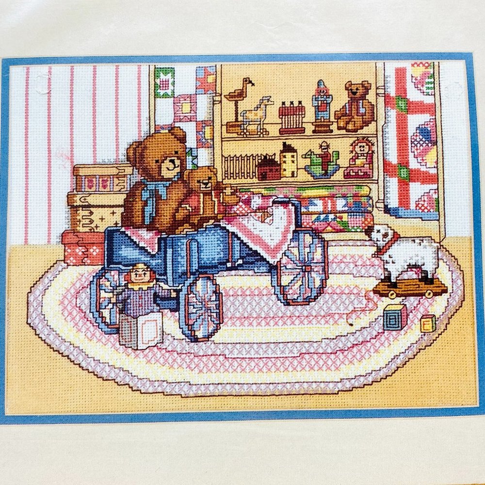 Grandma's Attic Bucilla Printed Counted Cross-Stitch Kit - New - Vintage (1990)